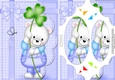 A5 Teddy Ed has a Good Luck Clover Scallop Corners & Pyramage Topper