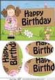 A5 HAPPY BIRTHDAY Girlz Zoe has a Teddy Bear Oval Pyramage Topper
