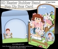 3D Rubber Band Pop Up Box Card Kit - Easter Girl Annika has a Cute Bunny in a Basket