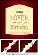 8 x 8 Happy Birthday to my LOVER Red Wine Label Scalloped corner Topper