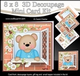 8 x 8 Mini Kit with 3d Decoupage - Through the Window - Austin Bear