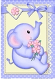 A4 Card Topper Cute Lil Baby Elephant has Pretty Flowers