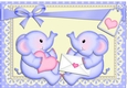 A4 Card Topper Cute Lil Baby Elephants have a Heart & Letter