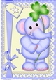 A4 Card Topper Cute Lola Elephant has got a Good Luck Clover
