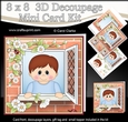 8 x 8 Mini Kit with 3d Decoupage - Through the Window - Cute Little Boy