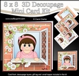 8 x 8 Mini Kit with 3d Decoupage - Through the Window - Cute Little Teen Girl