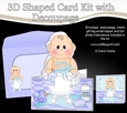 3D Shaped Card Kit - Bathtub Buddies - Cute Little Baby Boy Issac has a Bubble Bath