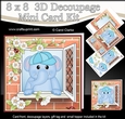 8 x 8 Mini Kit with 3d Decoupage - Through the Window -  Little Levi Elephant