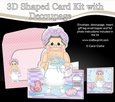 3D Shaped Card Kit - Bathtub Buddies - Old Lady Camelia has a Glass of Bubbly in her Bubble Bath