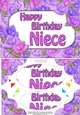 A5 Happy Birthday NIECE Time for Roses Scallop Corners & Pyramage