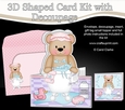 3D Shaped Card Kit - Bathtub Buddies - Cute Little Livvy Bear has a Bubble Bath