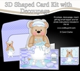 3D Shaped Card Kit - Bathtub Buddies - Cute Little Austin Bear has a Bubble Bath