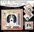 8 x 8 Mini Kit with 3d Decoupage - Through the Window - Little Springer Spaniel Dog Blue