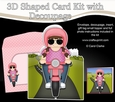 3D Shaped Card  Kit - Young Lady Zuki Rides her Motorbike