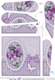 A Touch of Elegance Pretty Violas Pearls and Lace Fan Pyramage Topper