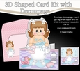 3D Shaped Card Kit - Bathtub Buddies - Cute Little Girl Catalina has a Bubble Bath