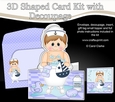 3D Shaped Card Kit - Bathtub Buddies - Cute Little Boy Brendan has a Bubble Bath