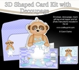 3D Shaped Card Kit - Bathtub Buddies - Cute Little Baby Meerkat Alexis has a Bubble Bath