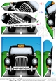 Fun Black Taxi Bithday Fan Pyramage Topper