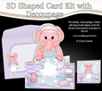 3D Shaped Card Kit - Bathtub Buddies - Cute Little Lola Elephant has a Bubble Bath