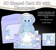 3D Shaped Card Kit - Bathtub Buddies - Cute Little Levi Elephant has a Bubble Bath