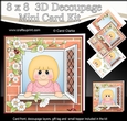 8 x 8 Mini Kit with 3d Decoupage - Through the Window - Cute Little Girl