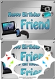 A5 Happy Birthday FRIEND Gadgets n Gizmos Scallop Corners & Pyramage