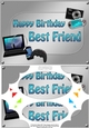 A5 Happy Birthday BEST FRIEND Gadgets n Gizmos Scallop Corners & Pyramage