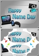 A5 Happy NAME DAY Gadgets n Gizmos Scallop Corners & Pyramage