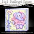 8 x 8 Lola Elephants Flowers & Love Heart Scalloped Corner Kit