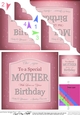 Birthday MOTHER Pink Champers Label Scallop Corner Stacker