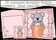 3D Animated Moveable Wobble Head Card Kit - Flower Pot Friends Little Koala Bear Kitkat