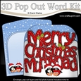 3D Pop Out Christmas Word Card Kit - Merry Christmas MUM & DAD with cute Penguins