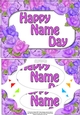 A5 HAPPY NAME DAY Time for Roses Scallop Corners & Pyramage