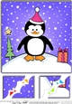 8 x 8 Cute Xmas Penguin Scalloped corner Topper