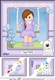 8 x 8 Cute Little Teen is Swinging High Scalloped Corner Topper