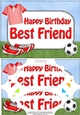 A5 Birthday BEST FRIEND Football Scallop Corners and Pyramage