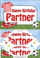 A5 Birthday PARTNER Football Scallop Corners and Pyramage