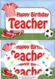 A5 Birthday TEACHER Football Scallop Corners and Pyramage
