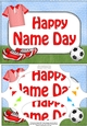 A5 HAPPY NAME DAY Football Scallop Corners and Pyramage