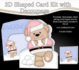 3D Shaped Christmas Card Kit  - Livvy Bear is having a Snowball Fight