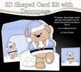 3D Shaped Christmas Card Kit  - Austin Bear is having a Snowball Fight