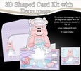 3D Shaped Card Kit - Bathtub Buddies - Cute Little Hilda Hippo has a Bubble Bath