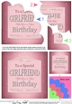 Birthday GIRLFRIEND Pink Champers label Shell Edged Corner Stacker