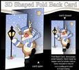 3D Shaped No-Hole Fold Back Christmas Card Mini Kit - Rudolph is having a Snowball Fight