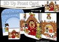 3D Up Front Card Kit - Snowman has a Snowball Fight at the Christmas Gingerbread House