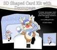3D Shaped Christmas Card Kit  - Rudolph is having a Snowball Fight