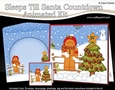 3D Animated Sleeps Till Santa Christmas Tree Countdown Card Kit - Jinge the Gingerbread Man is having a Snowball Fight