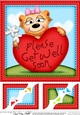 8 x 8 Mia Meerkat has a Get Well Heart Scalloped Topper