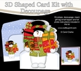 3D Shaped Christmas Card Kit  - Snowman Rio has lots of Presents!